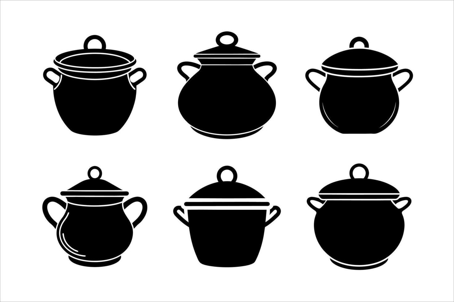 pot silhouette set design vector
