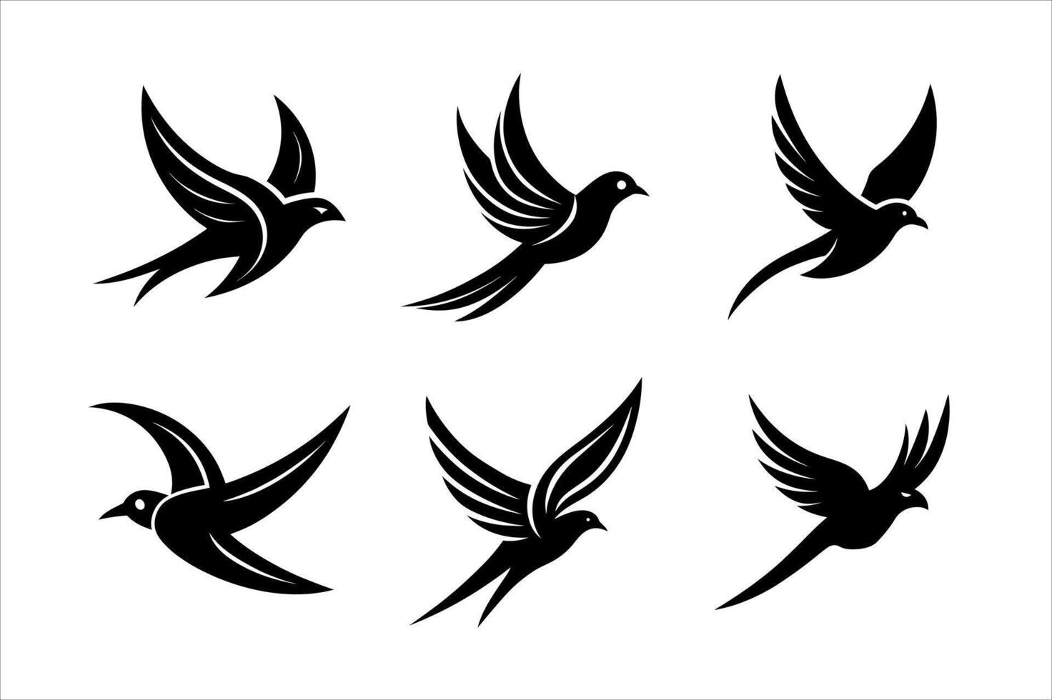 Elegant Black Silhouette Birds in Flight vector