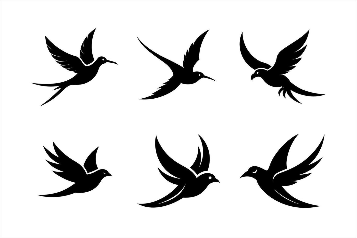 Elegant Black Silhouette Birds in Flight on a white background vector