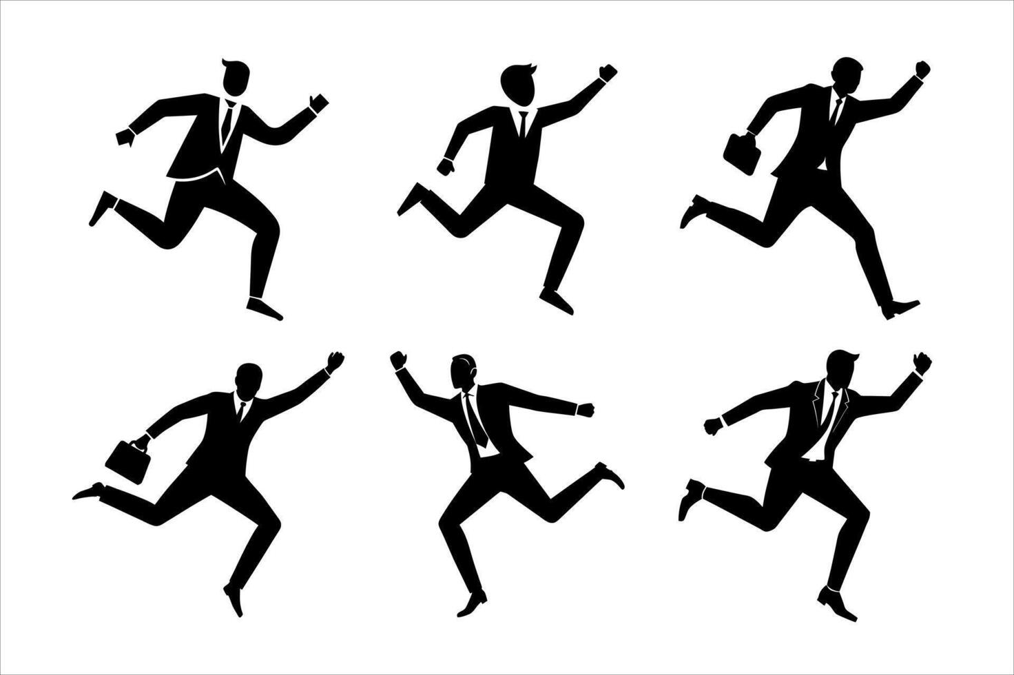Businessmen Running in Silhouette, Showing Urgency and Activity vector
