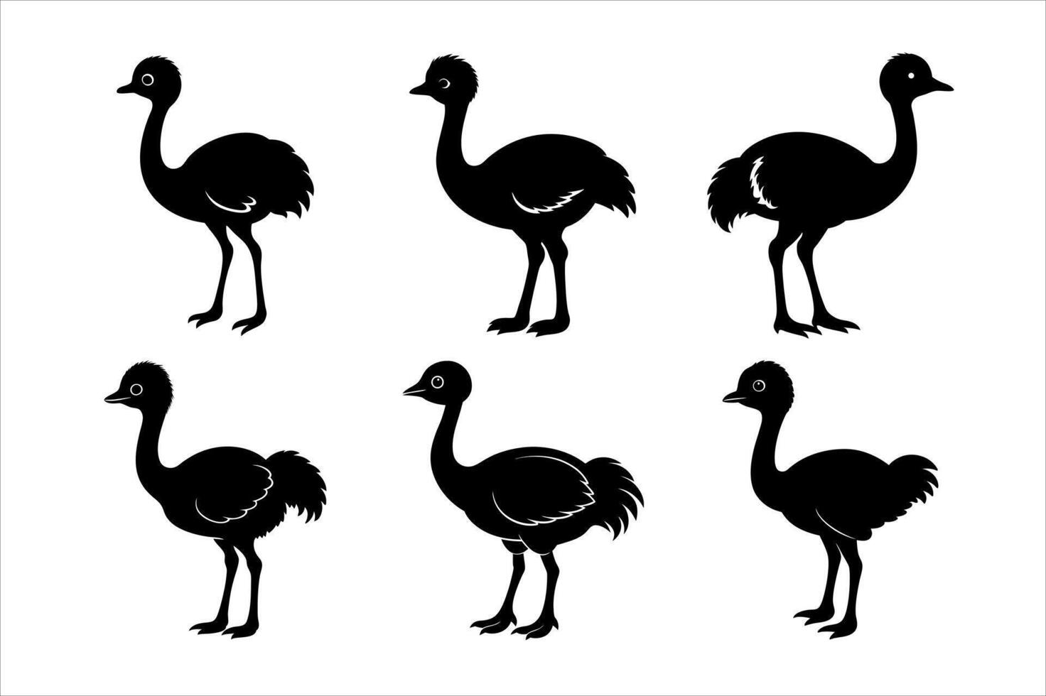 Ostrich Silhouettes icon vector