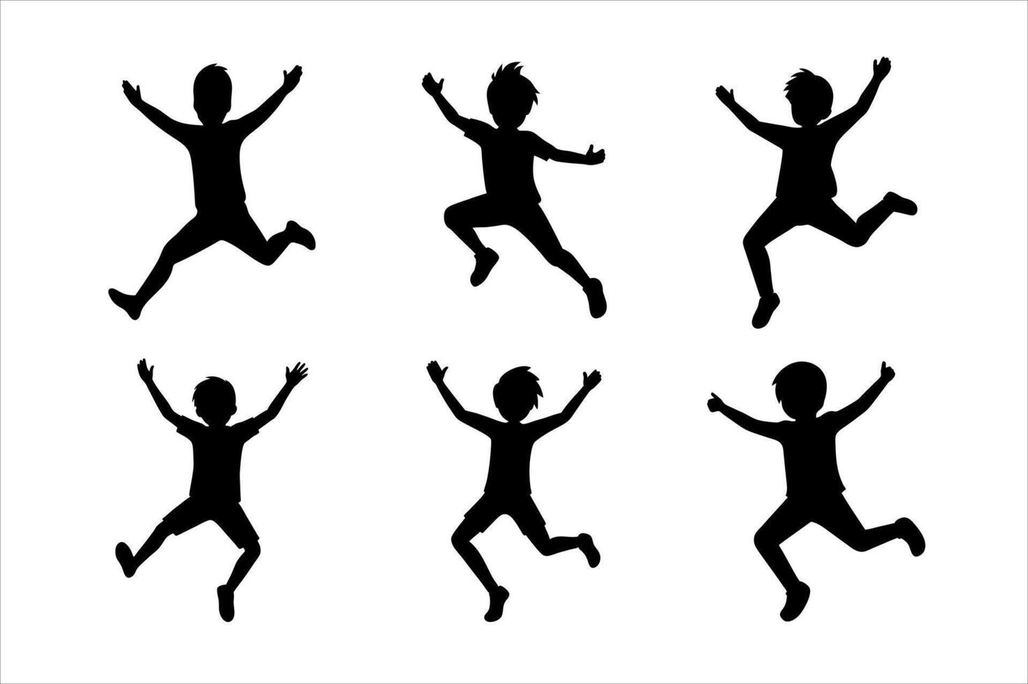 Six joyful children jumping in silhouette vector