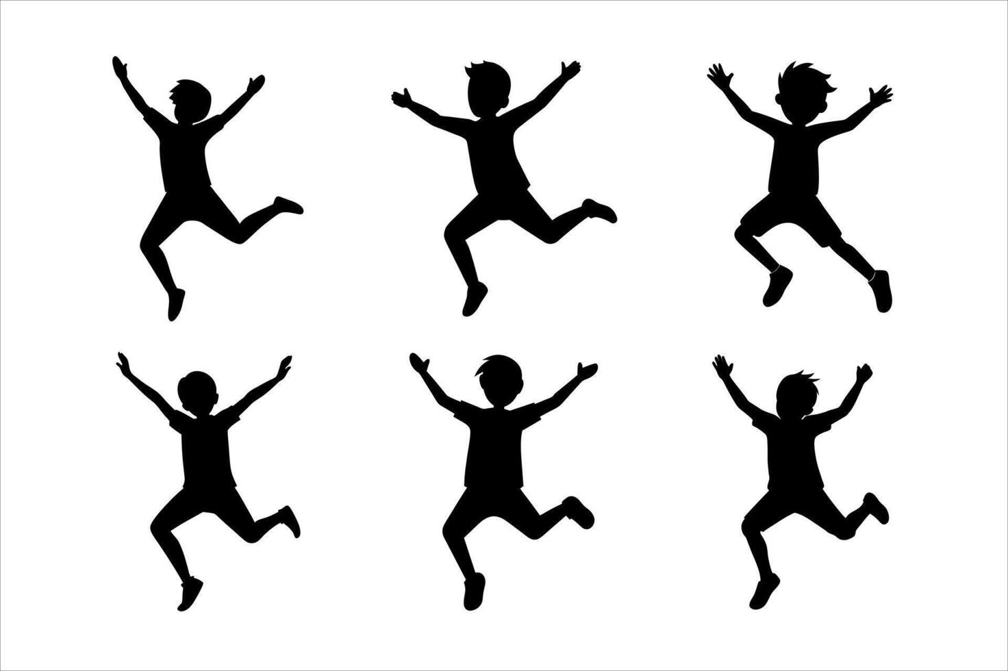 children jumping in silhouette vector