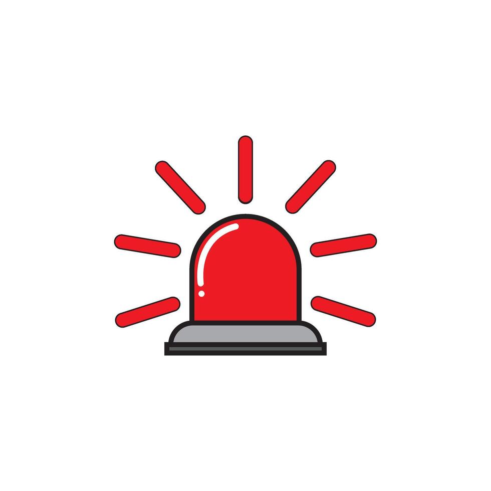 Siren fire alarm sign, signal danger light symbol, ambulance police alert vector