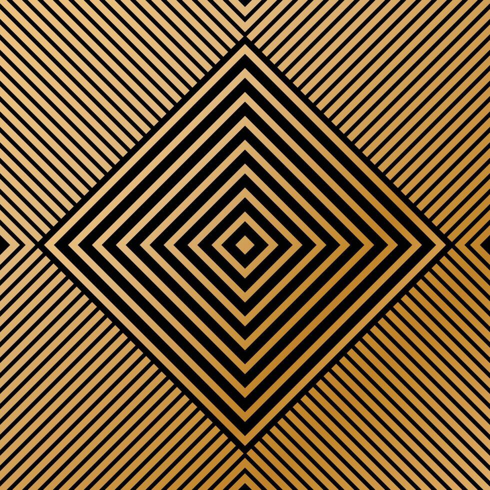 Geometric Diamond-shaped Pattern With Bold Gold Lines On Black Background, Modern Optical Design vector