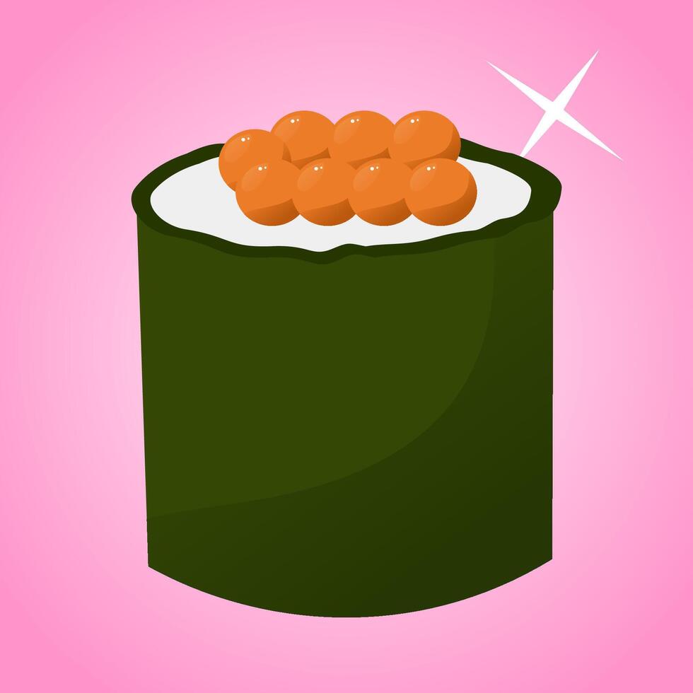 Nori and rice sushi with caviar vector