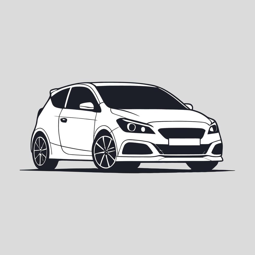 A black and white drawing of a car vector