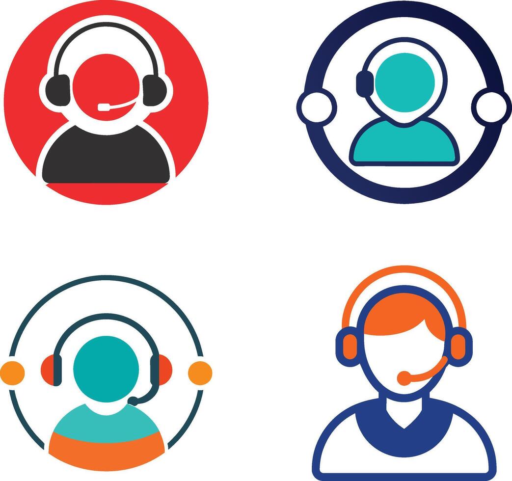 Customer Support Icons Headset Agents, Service, Helpdesk, Online vector