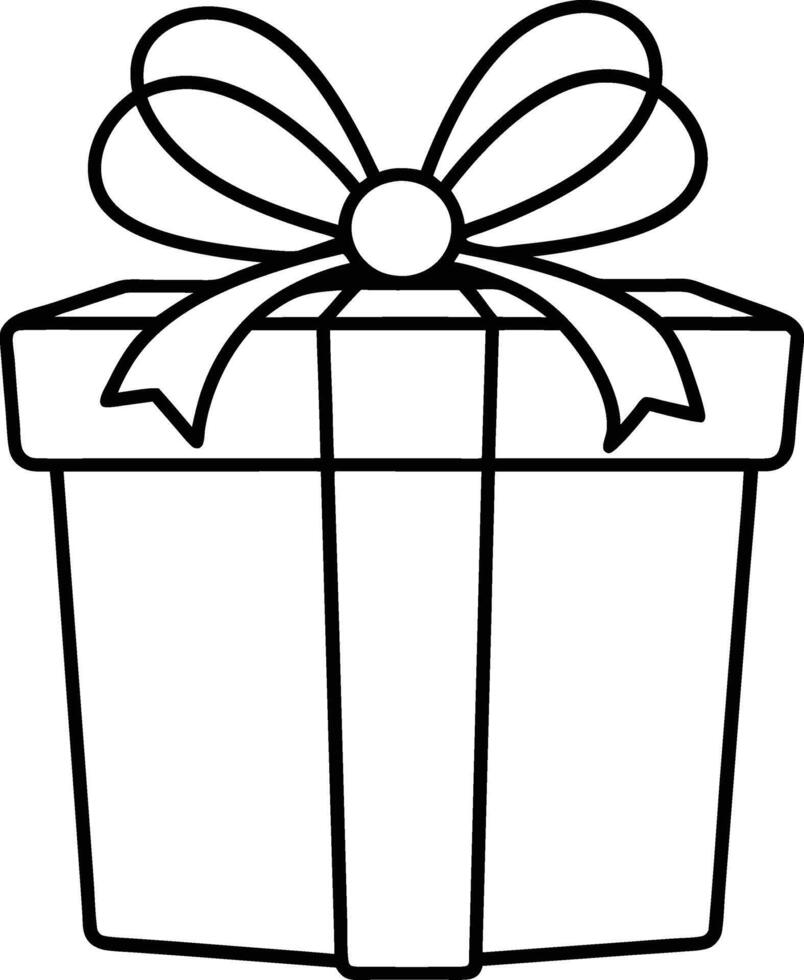 Gift Box Present Outline Drawing Illustration Design Ribbon Bow vector