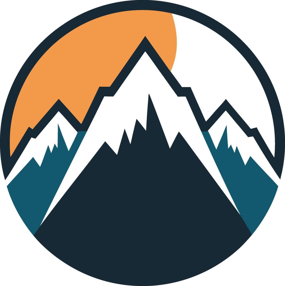 Majestic Mountain Peak Sunrise Landscape Circle Logo Design vector