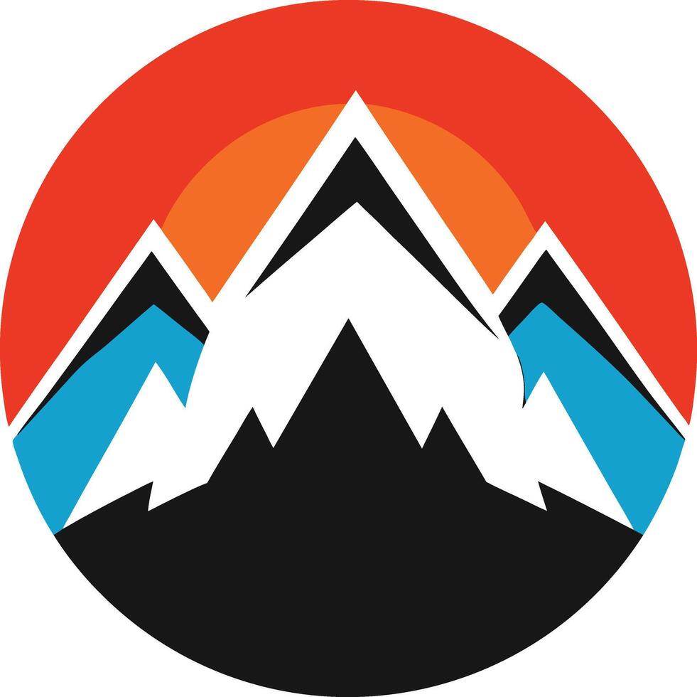 Majestic Mountain Peaks Sunset Sunrise Adventure Logo Design vector