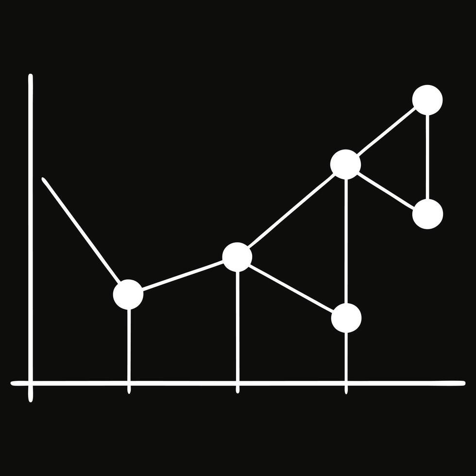 Network Graph Nodes, Connections, Data Visualization, Trend Analysis, Chart, White, Black, Simple, M vector