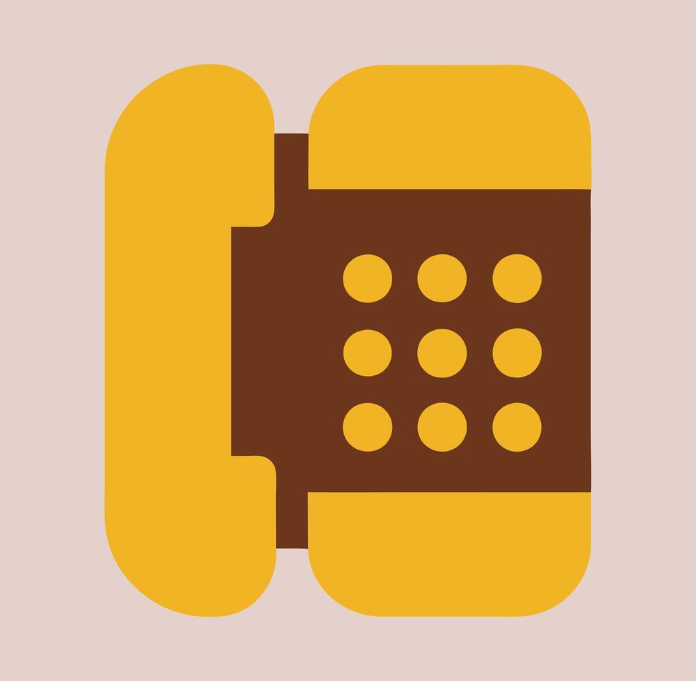 Retro Yellow and Brown Push Button Telephone Icon Graphic vector