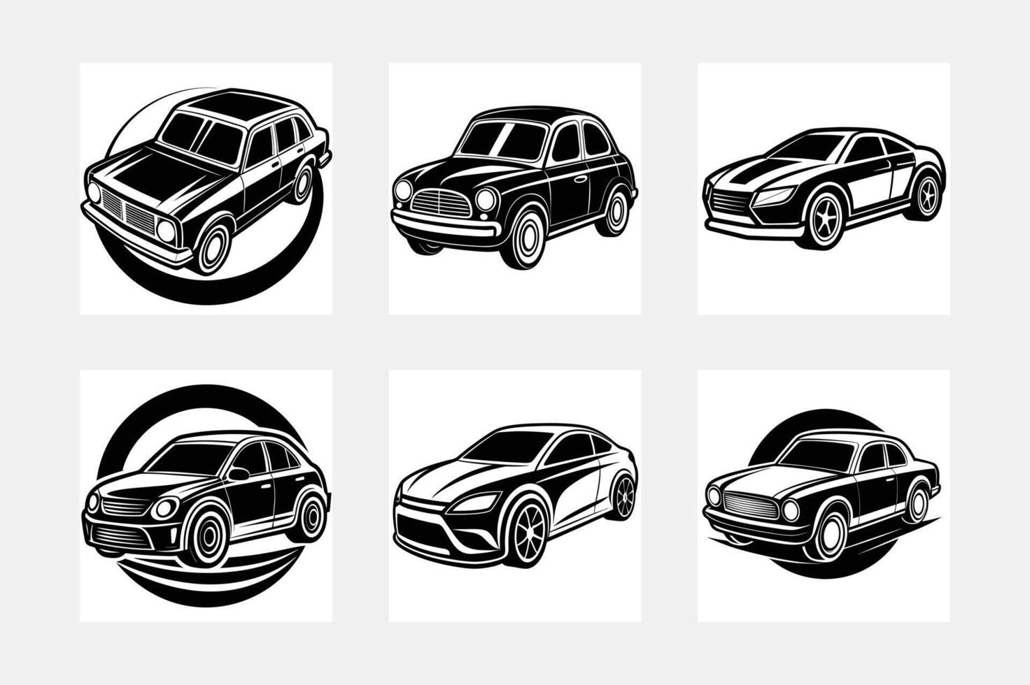 Classic and Modern Car Designs Six Stylish Vehicle Illustrations vector