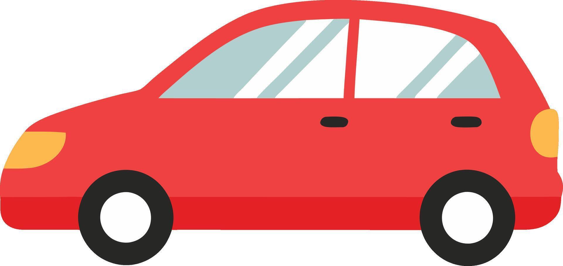 Red Hatchback Car Illustration Simple Side View Design vector