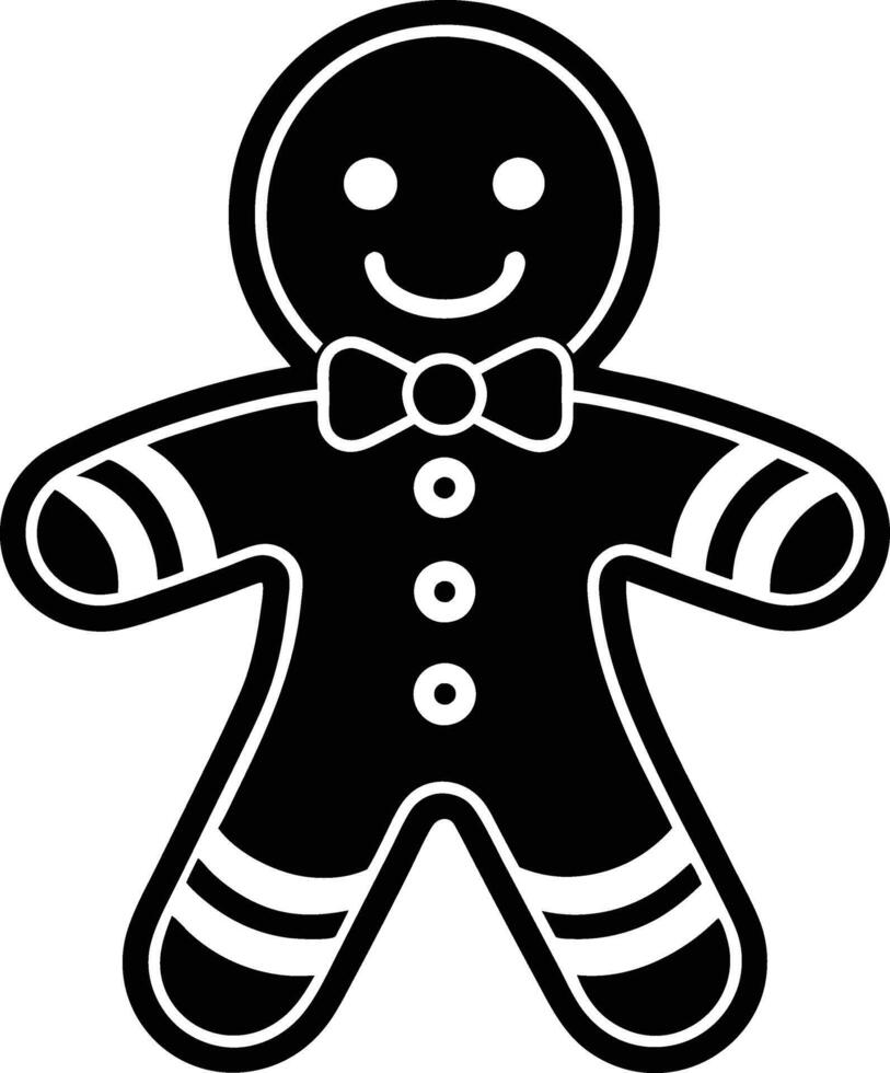 Smiling Gingerbread Man Cookie Christmas Holiday Treat Dessert vector