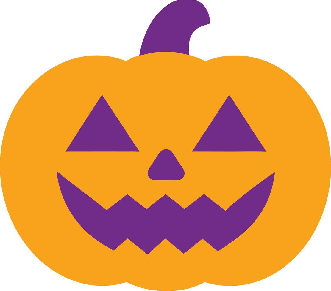 Orange Halloween Jackolantern Pumpkin Carving Simple Design vector