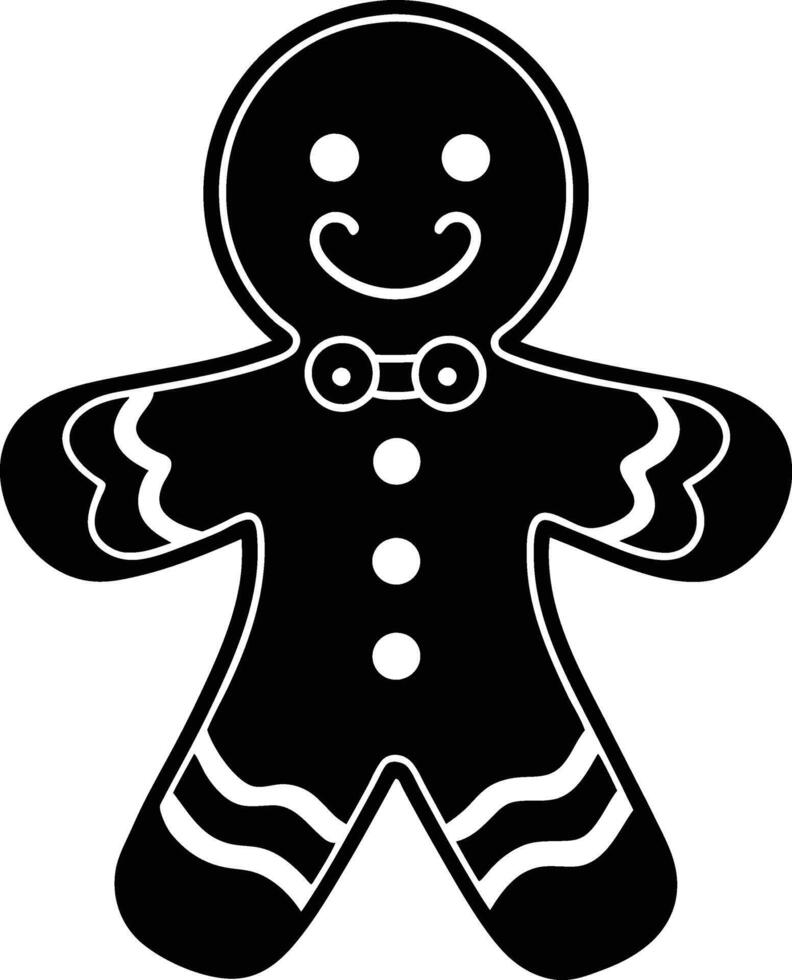 Smiling Gingerbread Man Cookie, Christmas Treat, Holiday Dessert vector