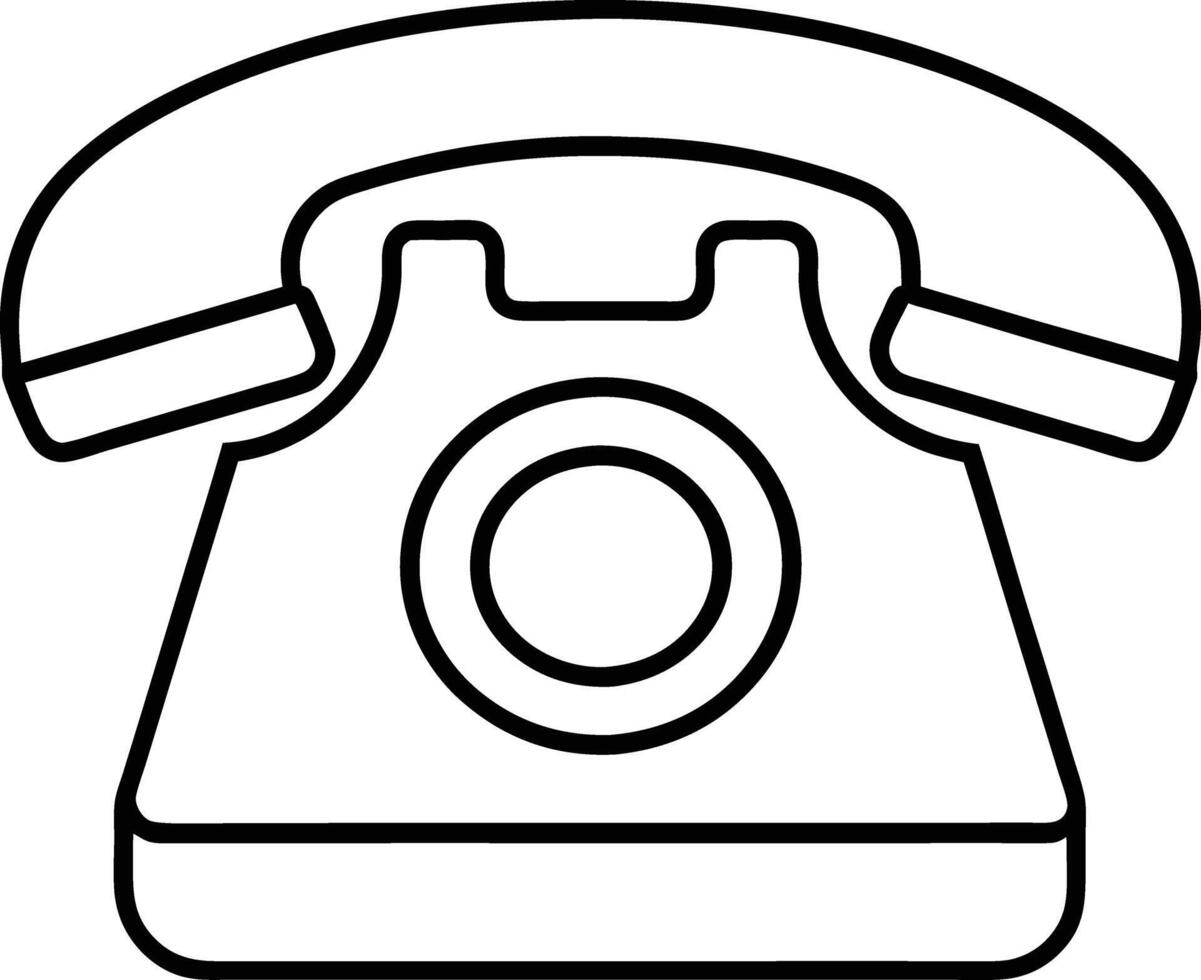 Retro Rotary Phone Icon Vintage Communication Device Outline vector