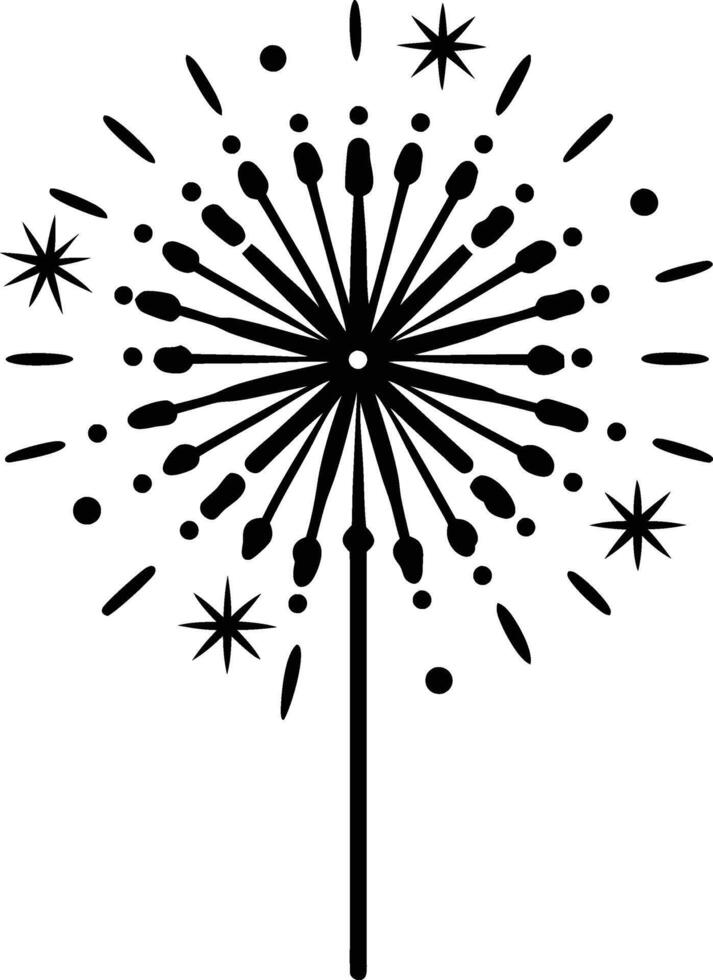 Black Dandelion Fireworks Sparkler Celebration Design Graphic Art vector