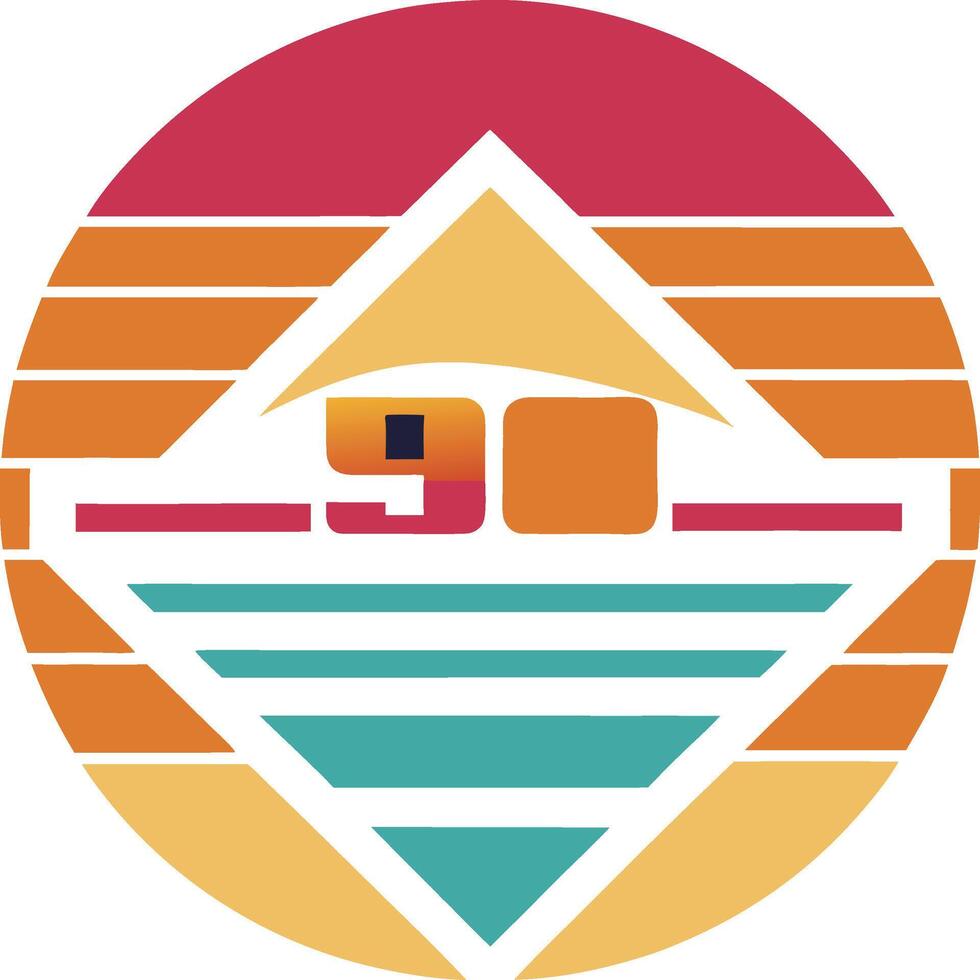 Nineties Retro Sunset Graphic Design, Vintage 90s Style vector