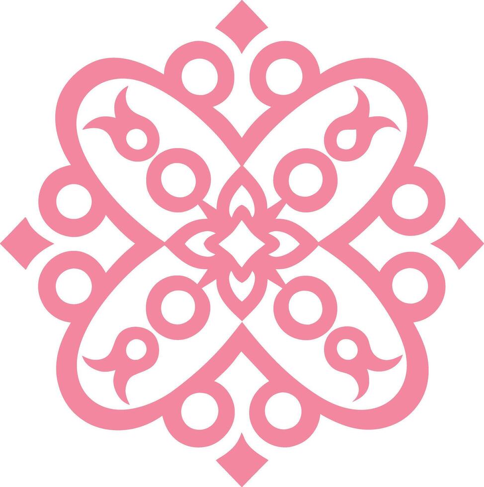 Pink Geometric Floral Design Ornamental Tile Pattern, Decorative Art vector