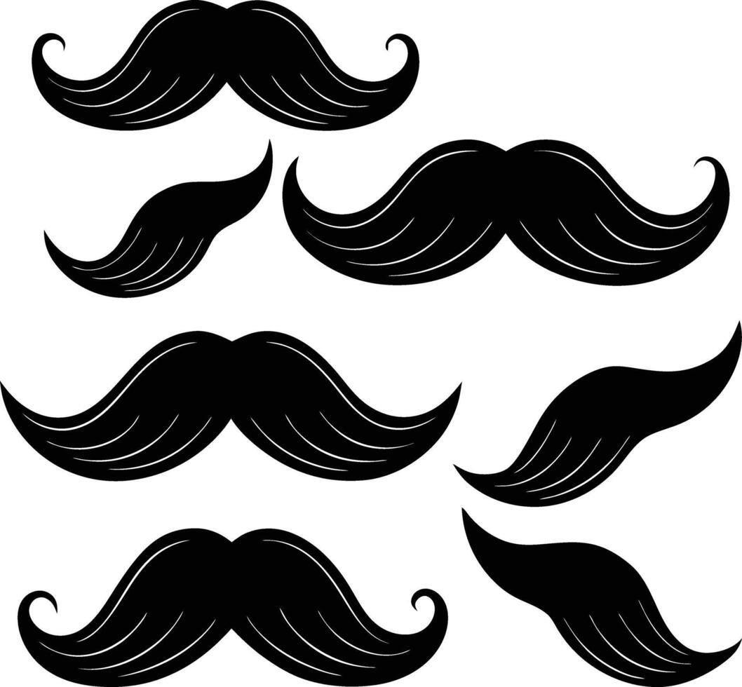 Collection of Stylish Black Mustaches Illustration vector