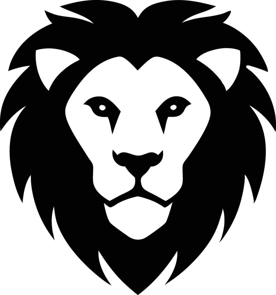 Majestic Lion Head, Black Silhouette, Wildlife Icon, Wild Cat vector