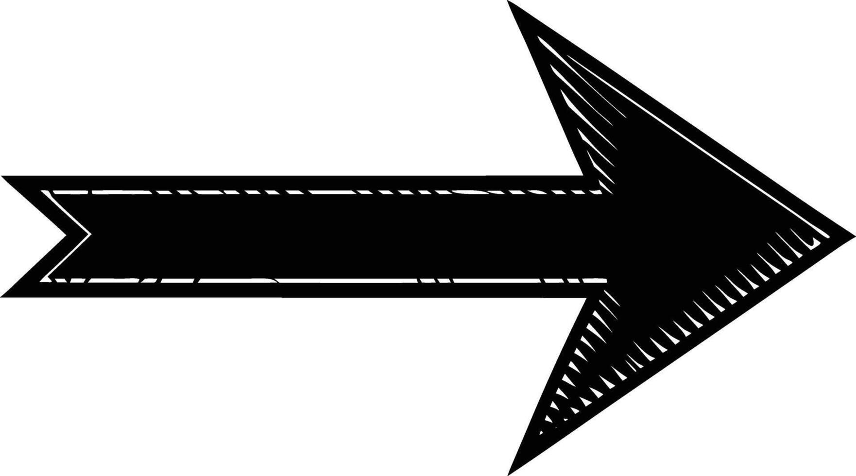 Black HandDrawn Arrow Right Direction Pointer Graphic Design Element vector
