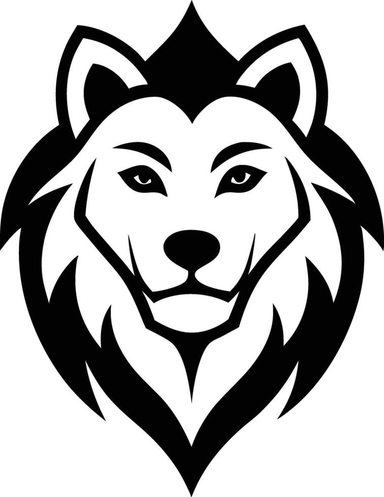 Majestic Wolf Head Emblem Black, White, Tribal Design vector