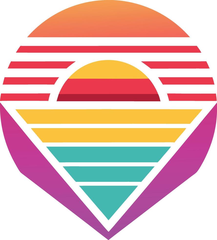 Retro Sunset Gradient Design Vibrant Stripes, Summer Vibes, Beach Aesthetic vector