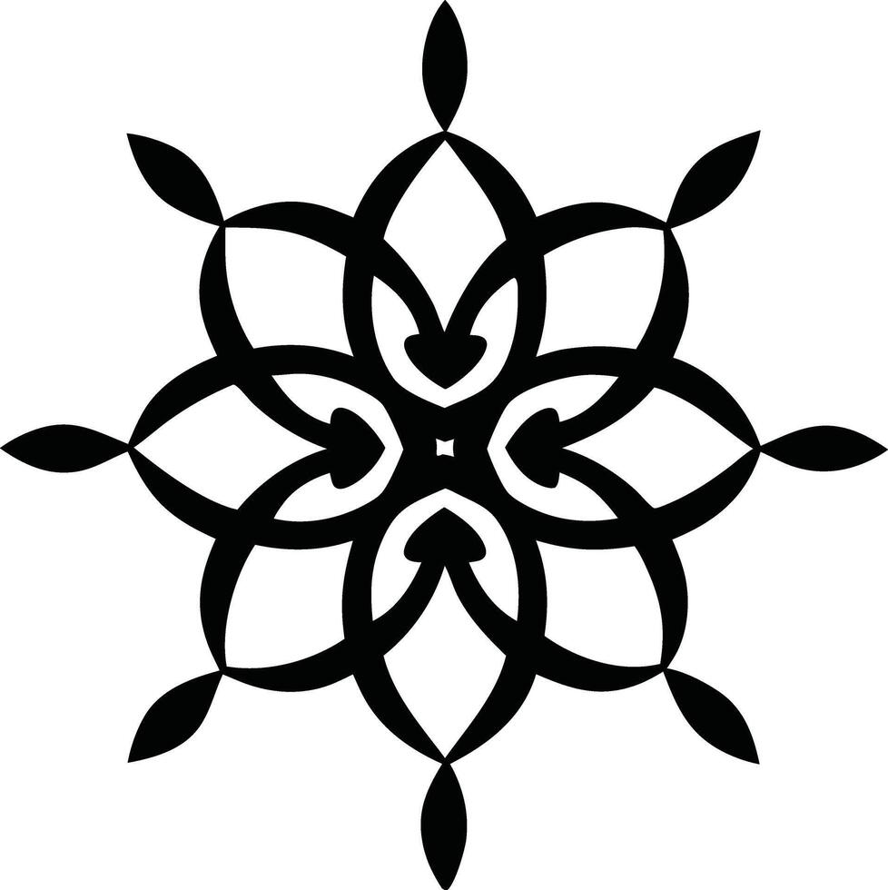 Abstract Black Mandala Design Floral, Symmetrical, Geometric Art vector