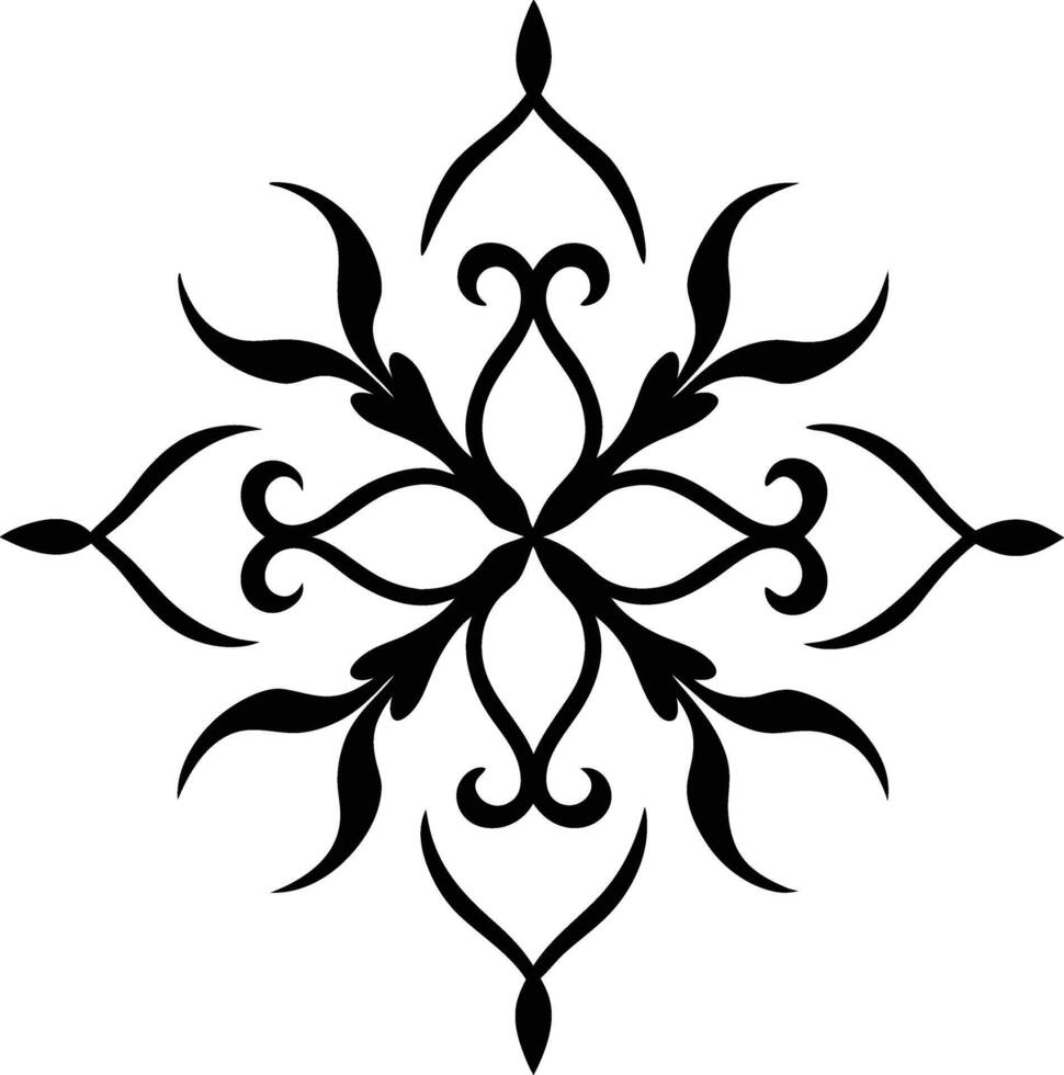 Elegant Black Floral Design Symmetrical Ornate Pattern vector