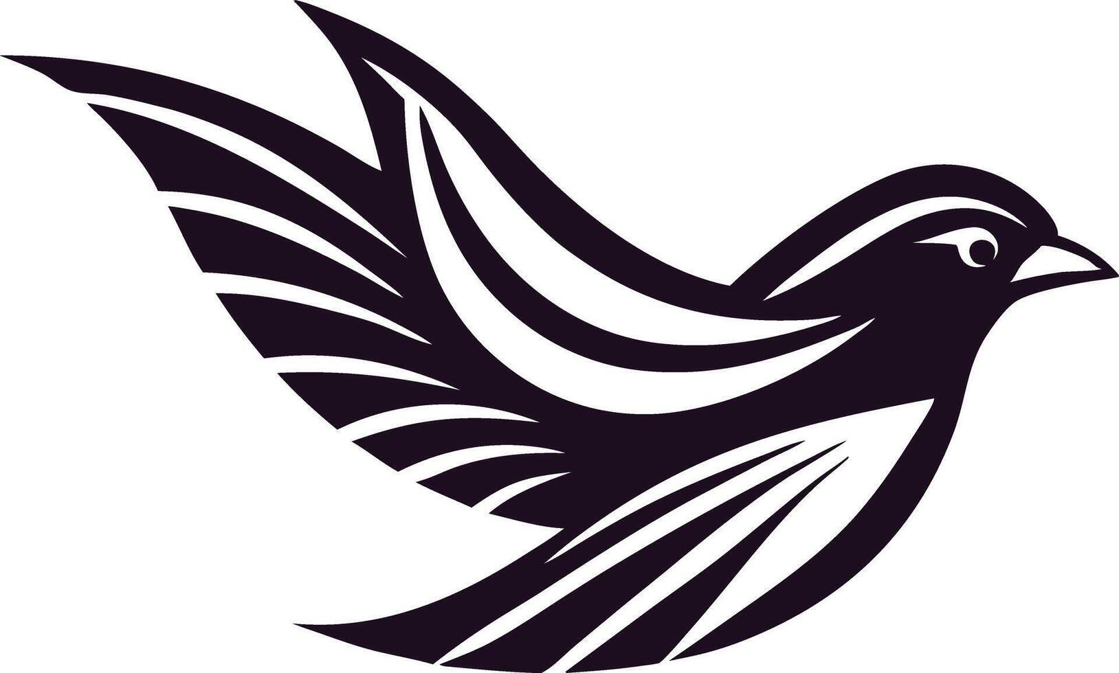 Stylized Bird Design Monochrome Avian Art, Winged Creature vector