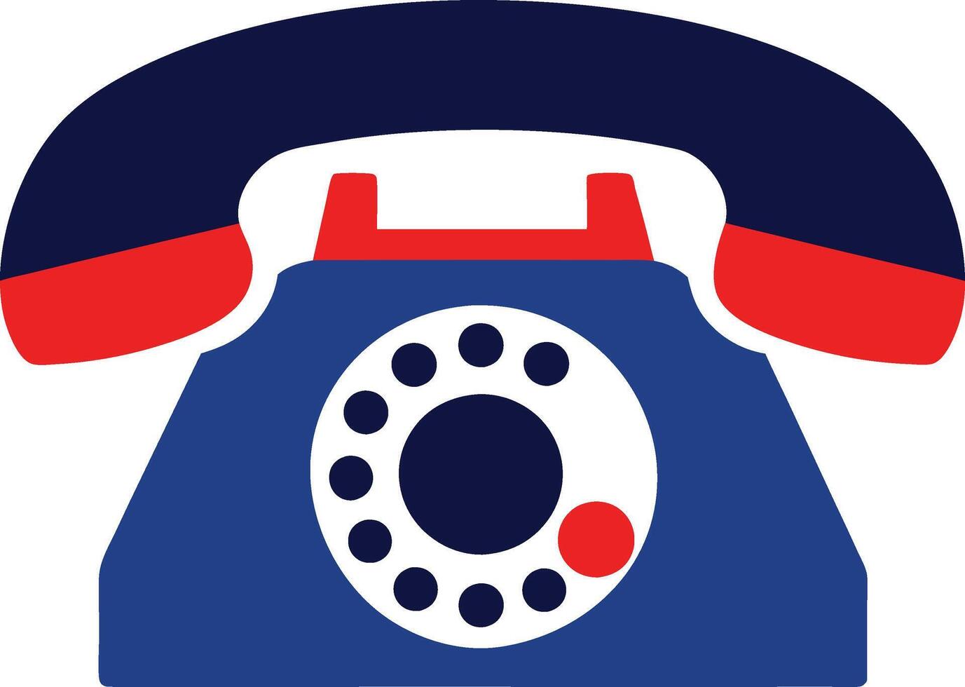 Retro Rotary Phone Classic Communication Device, Blue, Red, Vintage vector