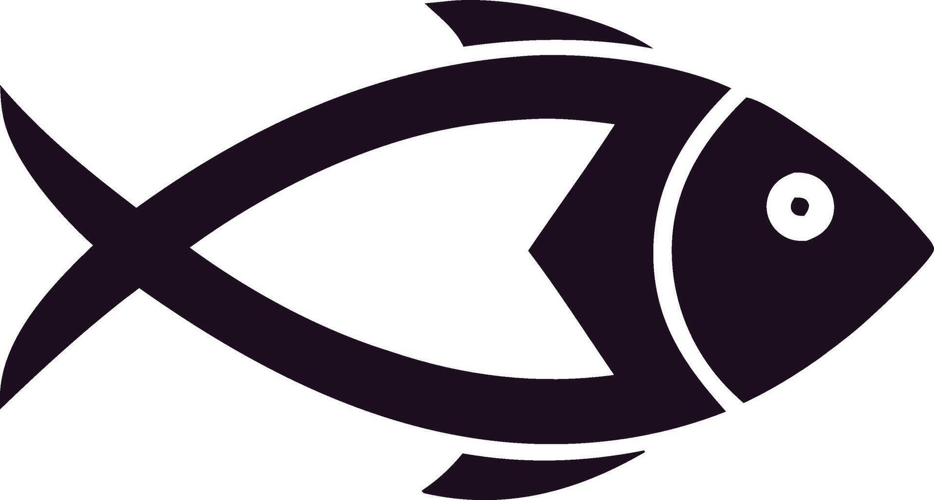 Stylized Black Fish Icon Christian Symbol, Seafood, Design vector