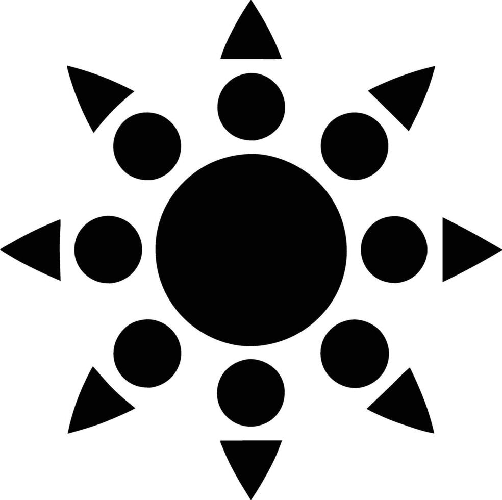 Abstract Sun Symbol Geometric Shapes, Black Circles, Triangles vector