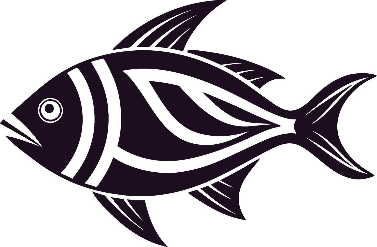 Stylized Black and White Fish Tribal Art Design Graphic vector