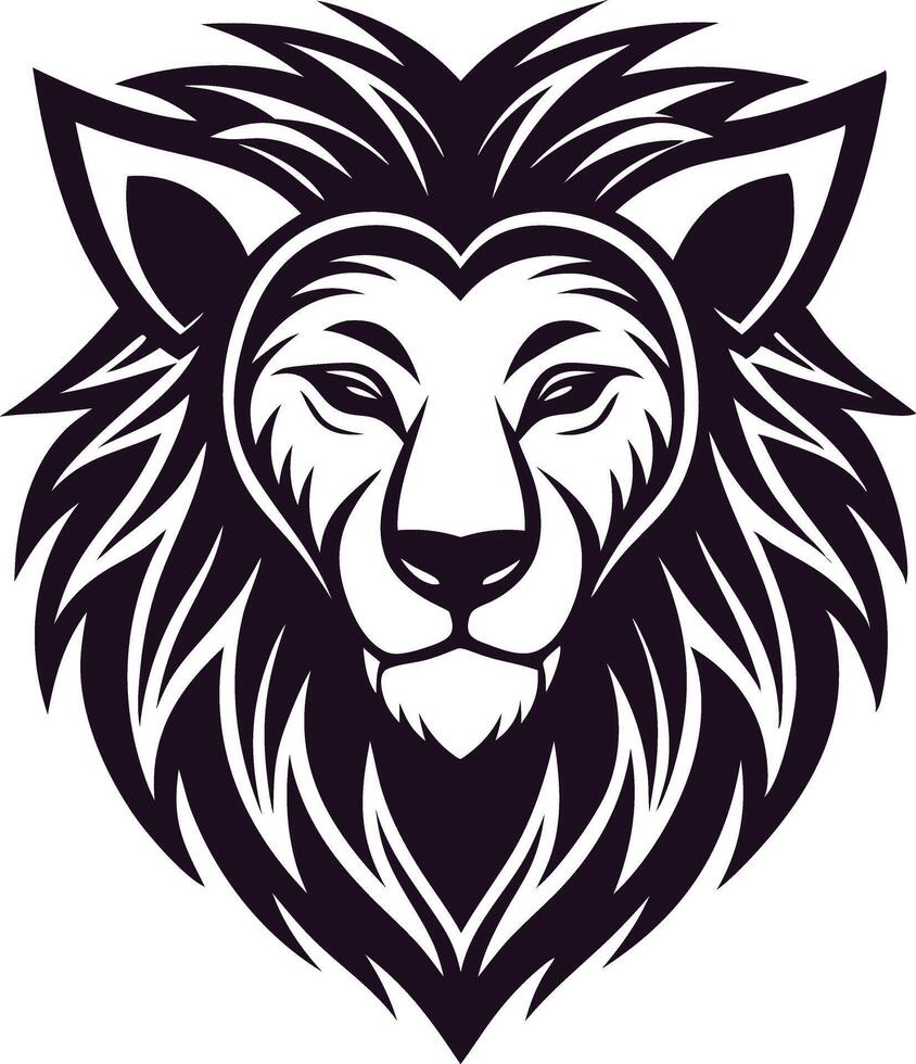 Majestic Lion Head, Tribal Style, Black and White Graphic vector