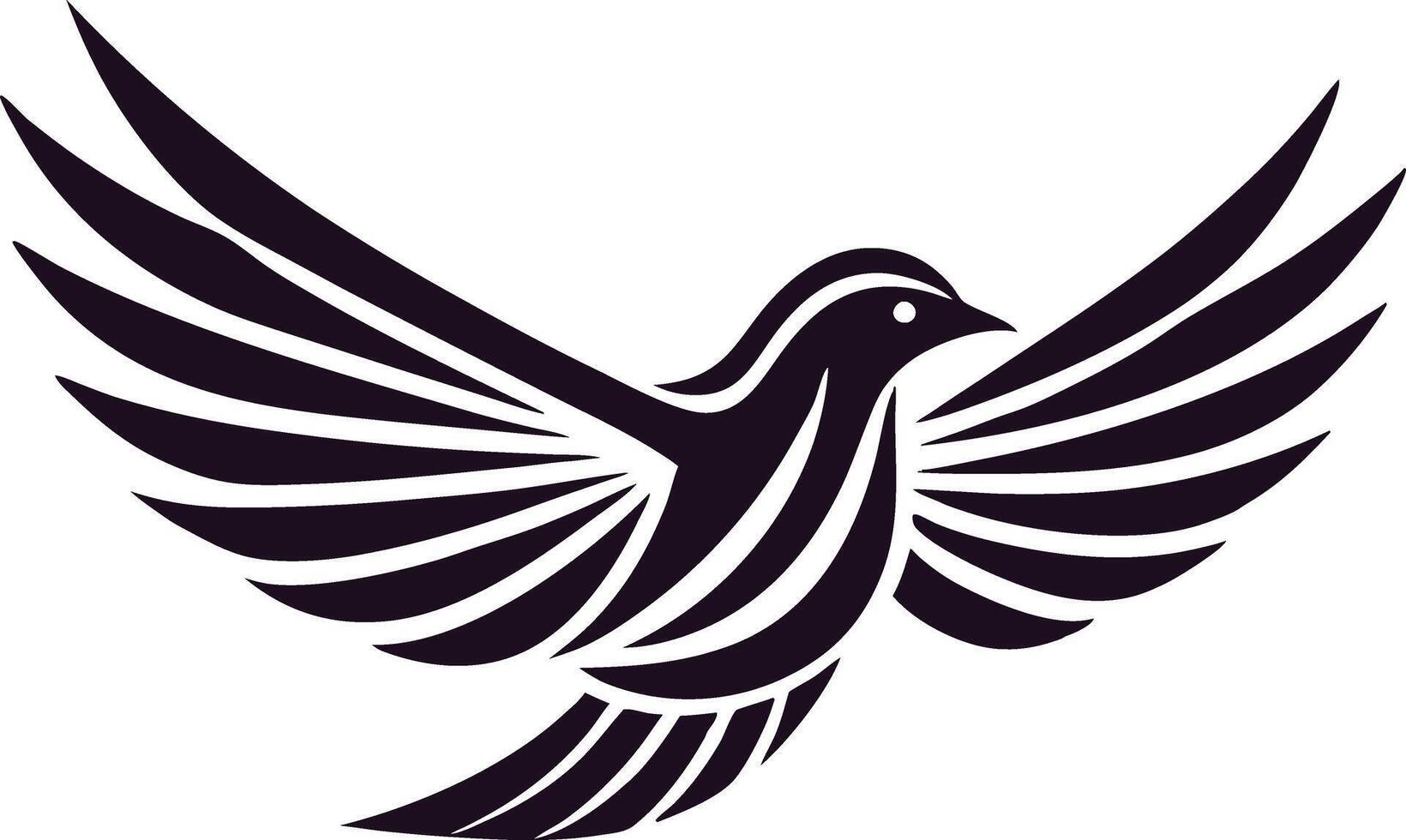 Stylized Black Bird Design, Wings Spread, Flight, Avian Art vector