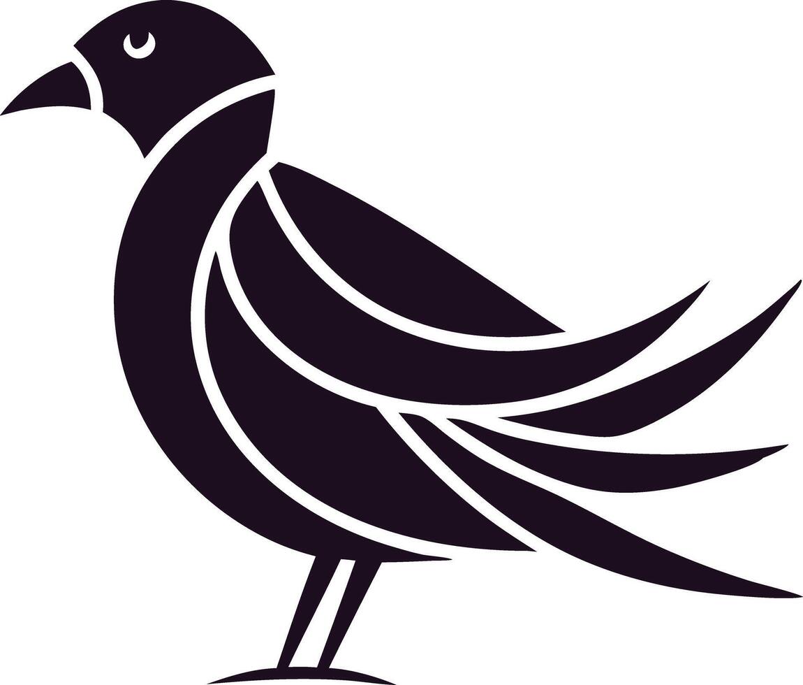 Stylized Bird Silhouette Abstract Avian Art, Black and White Design vector