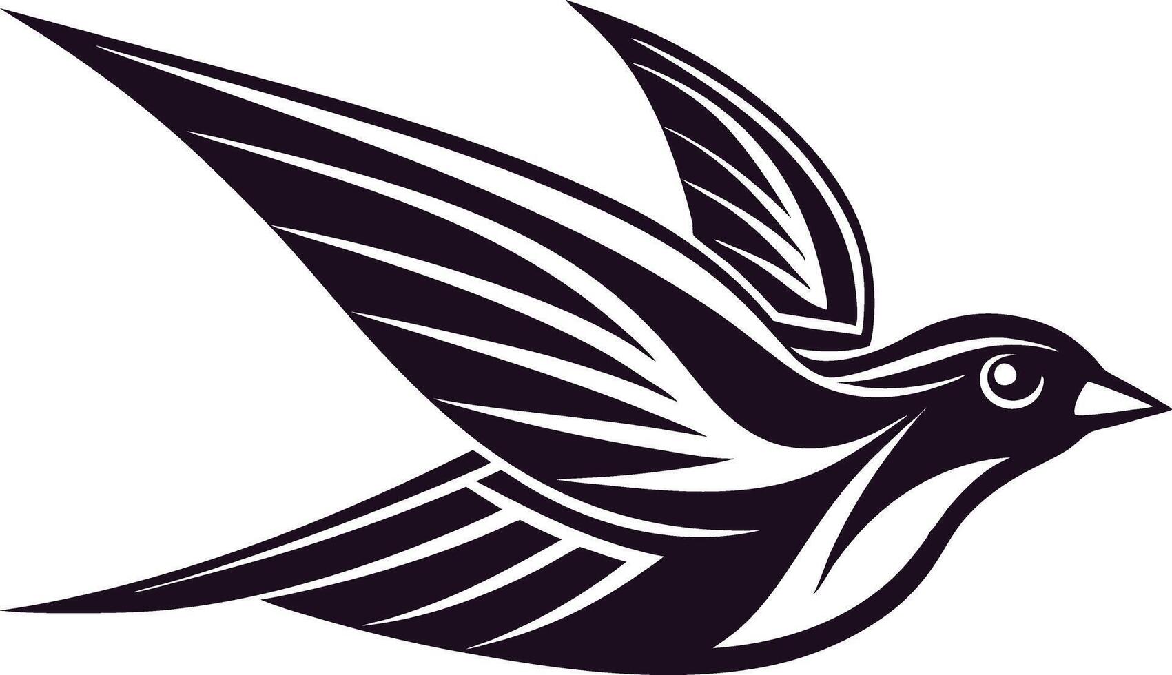 Stylized Swallow Bird Design Tribal Tattoo Art Flight vector