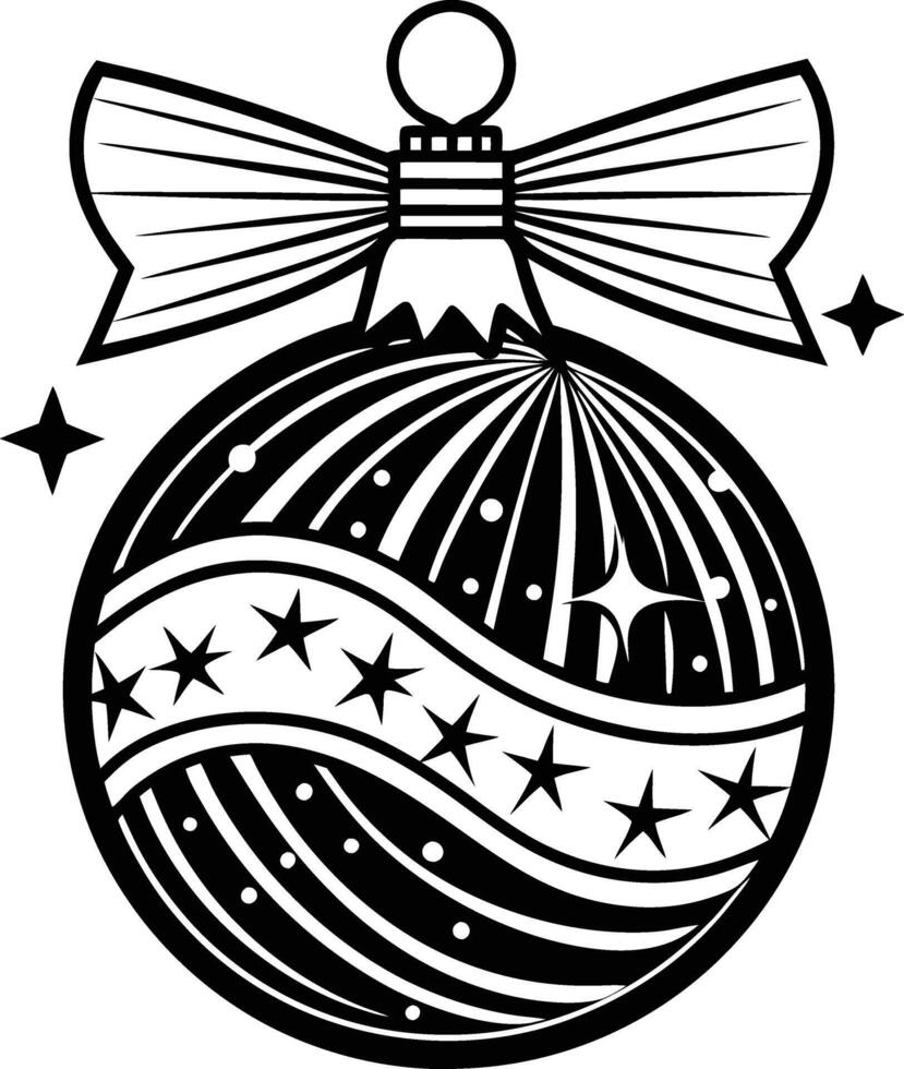 Ornament Design Festive Christmas Ball with Bow and Stars vector