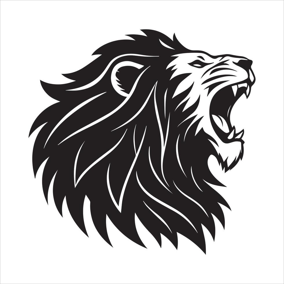 Minimalist Lion Head Silhouettes EPS Illustrations vector