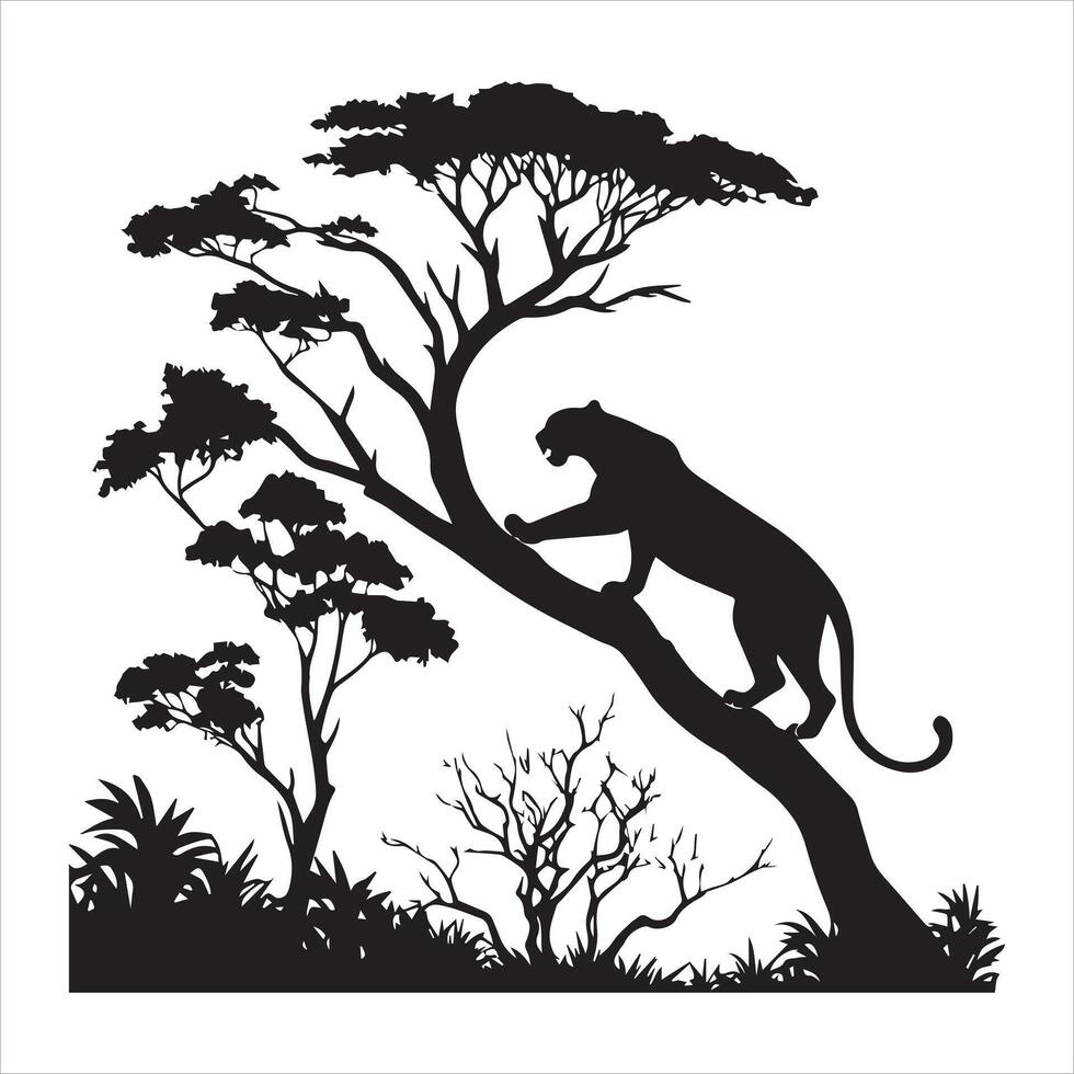 Leopard Silhouette Illustrations Editable EPS Files vector