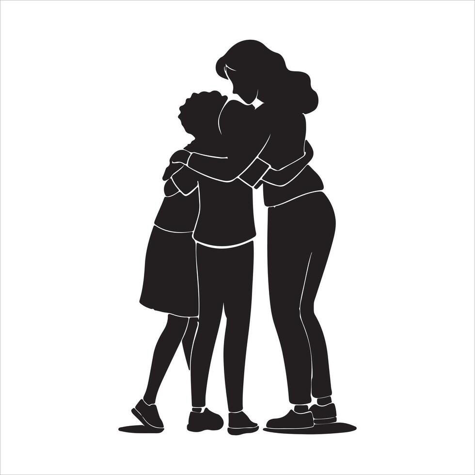 Group Hug in Silhouette vector