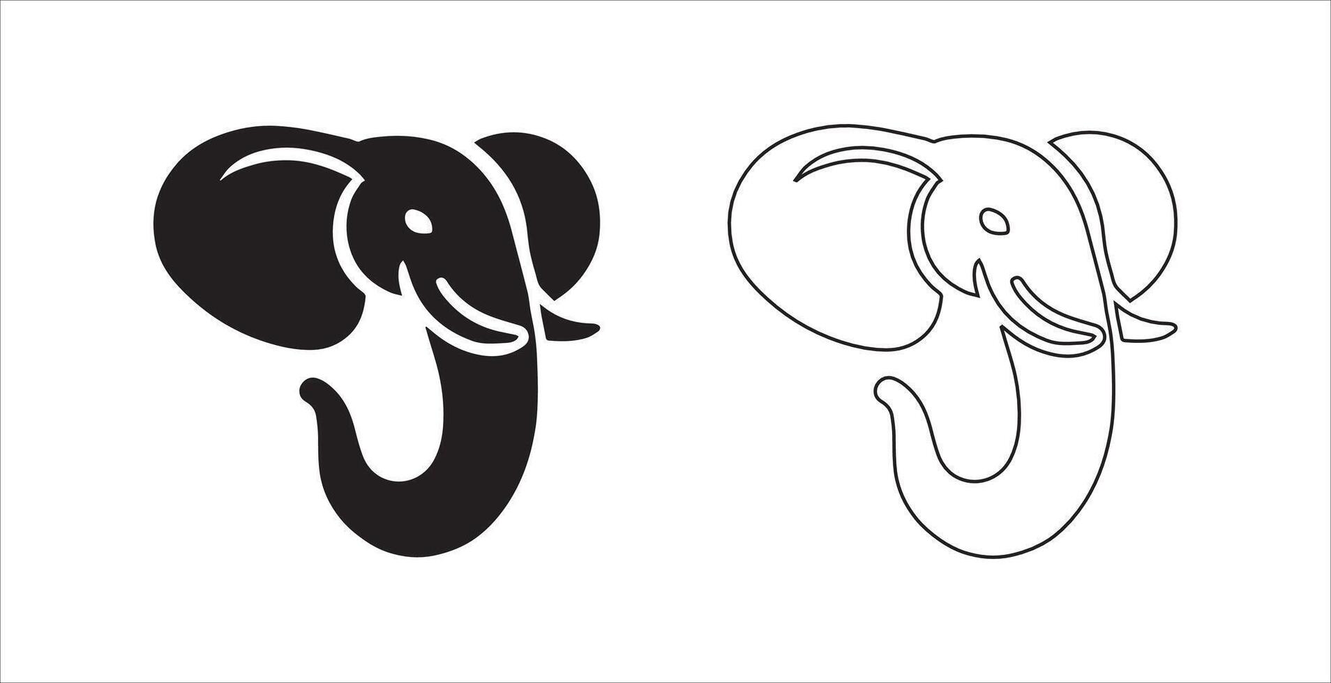 High-Quality Elephant Head Silhouette Graphic vector