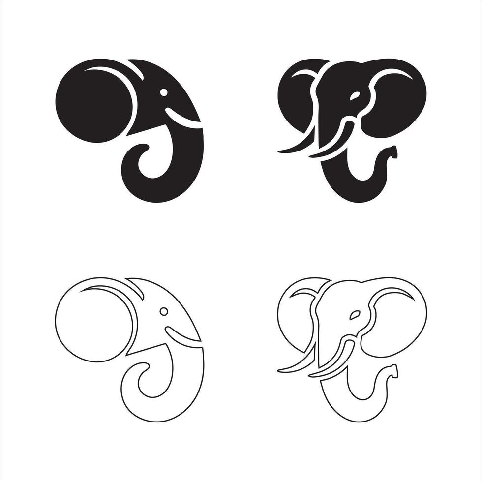 Elegant Elephant Head Line Illustration vector
