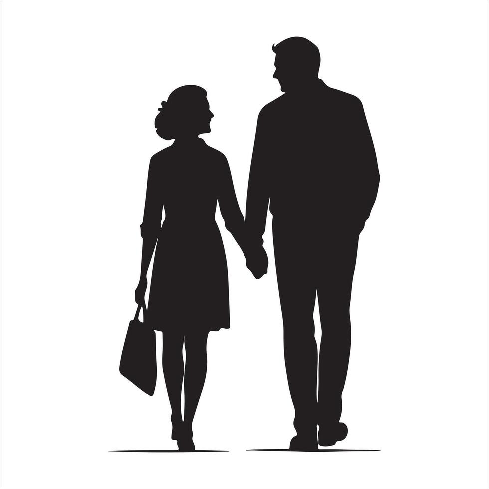Couple Walking Hand-in-Hand vector