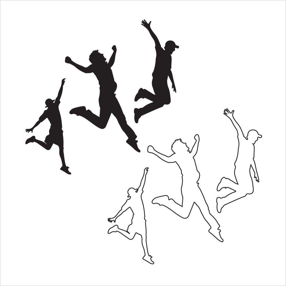 Joyful Jump Silhouettes vector